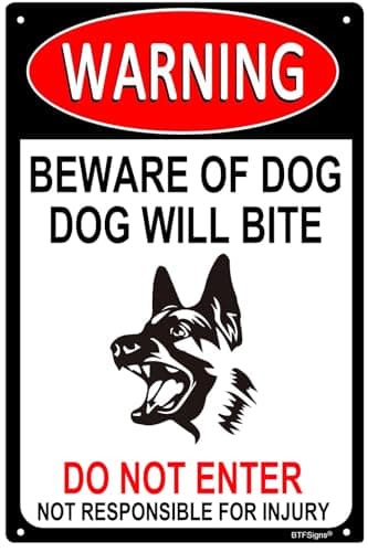 Aluminum Warning Signs Beware of Dog Signs Dog Tag Warning Signs Fence Gate Outdoor Decoration 8x12 inches