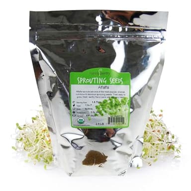 Certified Organic Alfalfa Sprouting Seed- 2.5 Lbs - Handy Pantry Brand - High Sprout Germination- Gardening, Growing Salad Sprouts, Planting, Food Storage & More