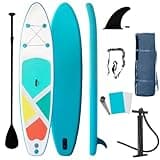 Inflatable SUP Stand-Up Paddle Boards for All Skill Levels, QILEBA 10'4'' Ultra-Light Paddleboard with Durable SUP Accessories, Fins, Paddle, Pump, Leash, Extra Wide Stable Non-Slip Yoga Deck