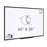 Large Magnetic Whiteboard, maxtek 60 x 36 Magnetic Dry Erase Board Foldable for Wall, 5' x 3' Aluminum Presentation Big Wall-Mounted Marker Board for Office Home & School (Black)