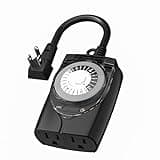HBN Outdoor Timer Outlet Waterproof, 24 Hour Mechanical Light Timers for Electrical Outlets Outdoor Weatherproof, 2 Grounded Outlets for Christmas Lights, Pool Pump, 15A 1/2HP