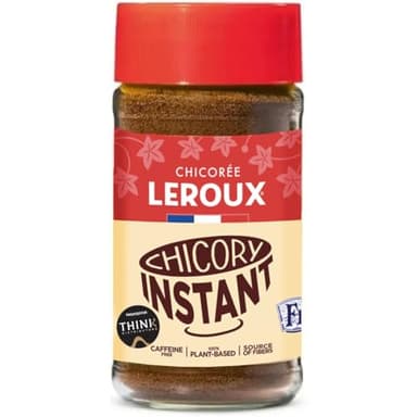 Leroux Instant Chicory Coffee – 100% Roasted Chicory from France, Caffeine Free Coffee Substitute, Pure French Chicory Powder, Produced for Think Distributors, 7 oz
