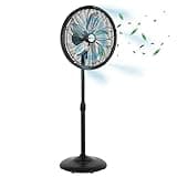 BILT HARD 18" Oscillating High-Velocity Outdoor Pedestal Misting Fan, 3-Speed Patio Fans for Outside, Adjustable Height, 120° Oscillation, Waterproof, Industrial Fan for Outdoor- UL Listed Black