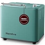 Neretva 20-IN-1 Bread Maker, Dual Heater 2LB Bread Machine Nonstick Ceramic Pan Bread Maker Machine All Metal Compact for Gluten Free/Dough Maker/Dried Meat Floss/Jam/Yogurt, Breadmaker Recipe-Green