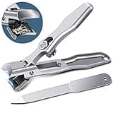 German Nail Clippers for Men with Catcher, Heavy Duty Toe Nail Clippers for Thick Nails Seniors, Portable Ultra Sharp Fingernail Clippers with Wide Mouth, Anti Splash Stainless Steel Nail Cutters
