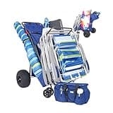 Ultimate Beach Cart with Balloon Wheels for Sand – Buggy Wagon with Big Wheels, Insulated Cooler Bag, Boogie Board & Umbrella Holder, 100 lbs Load Capacity