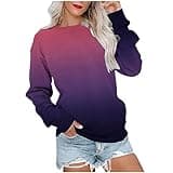 Ceboyel Long Sleeve Shirts for Women Crewneck Sweatshirt Pullover Casual Long Sleeve Tops Trendy Loose Fit Fall Clothing 2023 Trendy Hoodies for Women 2023 Wine M