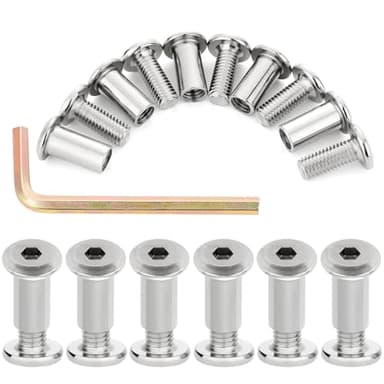 Xrfoiniu Silver 25 Pcs M8x20mm Furniture Connector Bolts Furniture Assembly & Cabinet Joining