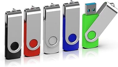 TOPESEL 5 Pack 64GB USB 3.0 Flash Drive Memory Stick Thumb Drives Swivel USB Stick Pen Drive(5 Mixed Colors: Black Blue Green Red Silver)