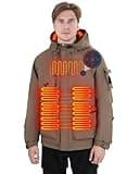 Brimekey Heated Jackets for Men with Battery Pack, Waterproof Heated Coat for Men & Women Electric Heated Hoodie for Hunting Fishing