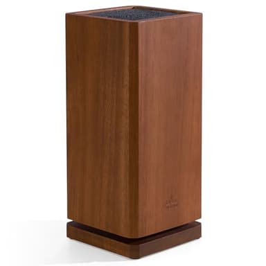 360° Rotating Magnetic Knife Block without Knivies, Acacia Wood Knife Holder with Removable Bristles, Large Capacity Knife Storage Organizer for Kitchen Countertop