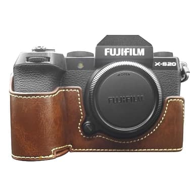 MUZIRI KINOKOO Case for Fujifilm Fuji XS20/X-S20 Camera, Retro Style PU Leather Fuji XS20 Protective Case with Hand Grip and Opening Bottom Design - Coffee
