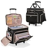 Prokva Rolling Teacher Bag with Wheels, Teacher Tote Bag with Detachable Trolley, Fits for 15.6" Laptop, Black (Patent Design)