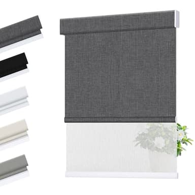 Allesin zen Cordless Dual Roller Shades with Square Cassette, Double Layer Window Shades, Blackout and Light Filtering, Day and Night Blinds for Home Office Door, Custom Fabric, Custom Size