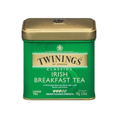 Twinings Irish Breakfast Loose Tea, 3.53 Ounce Tin (Pack of 1), Smooth, Flavourful, Robust Black Tea Leaves, Caffeinated, Enjoy Hot or Iced