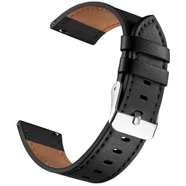 Haveda 16mm Watch Band Compatible for Fossil Q Accompline/Calie/Harper, Top Grain Leather Strap Breathable Wristband Bracelet for Timex Weekender, Replacement for Kate Spade Scallop 2 Women Men, Black
