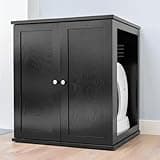 THE REFINED FELINE Refined Self-Cleaning Litter Box Cabinet, Wooden Cat Litter Box Enclosure for Automatic Litter Boxes, Dark Espresso, Modern.