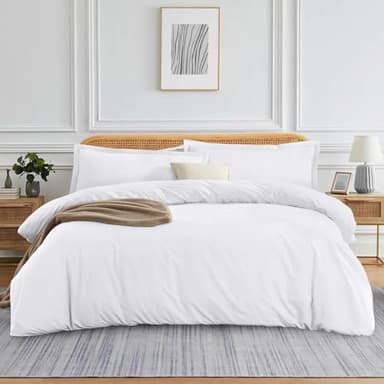 Threadinbox 3-Piece Ultra Luxury Duvet Cover Set | 100% Pima Cotton | 600 Thread Count | Zipper Closure, Corner Ties | Smooth Sateen Finish | [King/Cal King], [White]