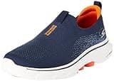 Skechers Men's Go Walk 7 Stretch Fit Slip-On Sneaker, Navy/Orange, 10.5