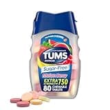 TUMS Extra Strength Chewable Sugar Free Antacid Tablets for Heartburn Relief, Melon Berry - 80 Count