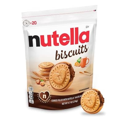 Nutella Biscuits Cookies Filled with Nutella Hazelnut Spread, Sweet Snack Pack, 9.7 oz