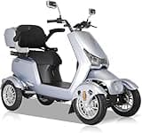 Heavy Duty Mobility Scooters for Seniors, 4 Wheel All Terrain Mobility Scooter for Adults 500lbs Capacity, 1000W Electric Powered Wheelchair Device for Travel with Remote Key (Silver)