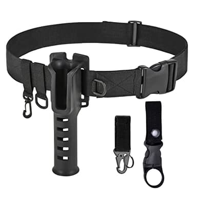 Fishing Wading Belt Rod Holder Adjustable Wader Waist Belt for Fly Surf Casting Spinning Pole Fishing Tool Tackle (Black)