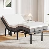 Marsail MS01 Queen Adjustable Bed Frame + 10-inch Gel Memory Foam Mattress, Adjustable Bed Base with Under-Bed Nightlight, Wireless Remote Control Adjustable Bed with 4 Height Options, Queen
