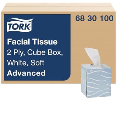 Tork Soft Facial Tissue Cube Box White, Advanced, 2-Ply, 36 x 86 Sheets, 6830100