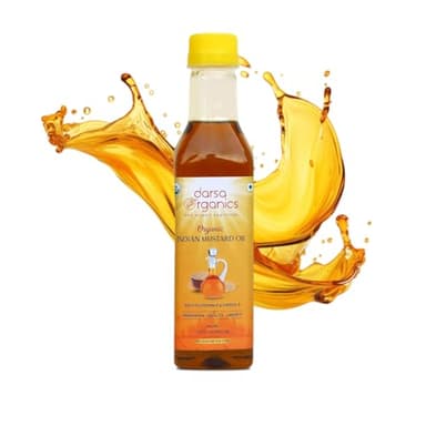 Darsa Organics Cold-Pressed Mustard Oil 16.9 oz (500ml) – USDA Organic, Unrefined & Chemical-Free, Rich in Vitamin E & Omega-3, Great for Hair & Skin Care, Natural Massage & Remedies
