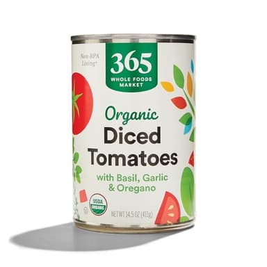 365 by Whole Foods Market, Organic Diced Tomatoes with Basil, Garlic, & Oregano, 14.5 Ounce