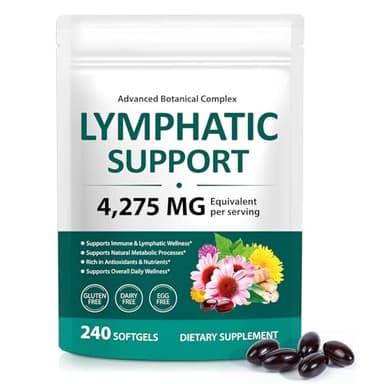 FANSHI Lymphatic Drainage Supplements 240 Softgels | 4275mg Herbal Blend with Echinacea, Dandelion & Burdock Root | Promotes Healthy Circulation & Fluid Balance | Supports Overall Daily Wellness