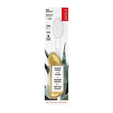 RADIUS Big Brush with Replaceable Head BPA Free & ADA Accepted Toothbrush Designed to Improve Gum Health & Reduce Gum Issues - Right Hand - Gold - Pack of 1
