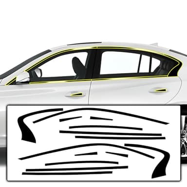 BOGAR TECH DESIGNS for Infiniti Q50 2018-2024 Side Window Chrome Delete – Precut Vinyl Trim Overlay, Gloss Black Blackout Appearance