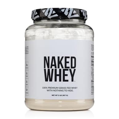 NAKED Whey 2LB 100% Grass Fed Whey Protein Powder - Only 1 Ingredient, Unflavored Whey Protein, NSF Certified, Undenatured, Gluten Free, Soy Free, No GMOs, No Preservatives