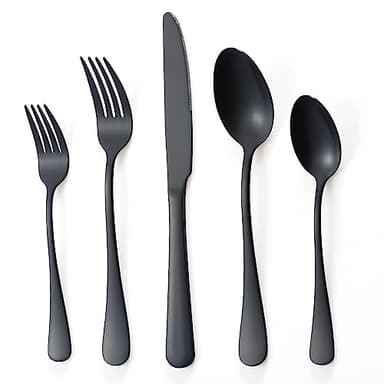 Briout Matte Black Silverware Set, Stainless Steel Cutlery Set Service for 4, Black Flatware Utensil Set Include Fork Knife Spoon for Kitchen Home Restaurant, Premium Tableware