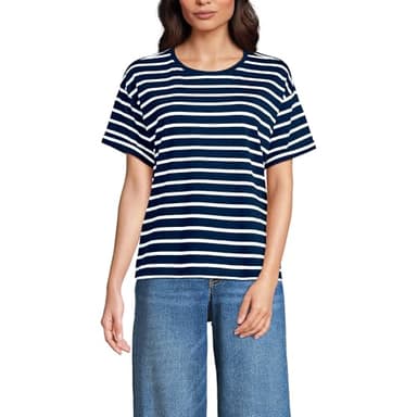 Lands' End Women's Oversized American-Grown Supima Cotton Short Sleeve Crew Neck T-Shirt