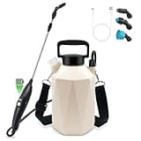 Battery Powered Garden Sprayer, 1 Gallon Electric Sprayer in Lawn with USB Rechargeable Handle, Retractable Wand, 3 Mist Nozzles, Yard Water Pump Sprayers with Adjustable Shoulder Strap for Gardening