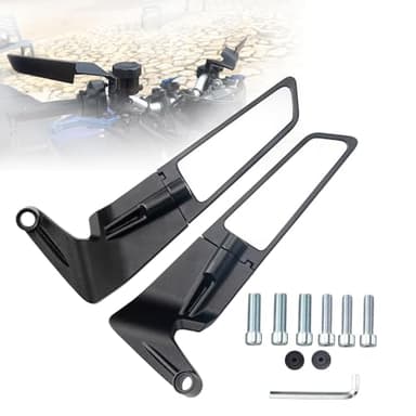 Xintre Motorcycle Mirrors Universal 10MM and 8MM Stealth Mirrors Motorcycle Wind Wing Side Mirror Rotating Rear View Mirror Compatible with Duke 390 250 Yamaha MT-07 Kawasaki Z400 Z650 Z900 Z1000 etc