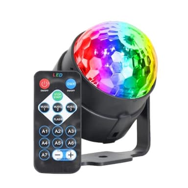 Multi-Functional Disco Light RGB LED Stage Party Lamp with Remote Control Auto Rotation Sound Control Strobe DJ Ball Light for Party Holiday Wedding Karaoke Dance Club Gift