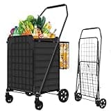 Heavy-Duty Folding Shopping Cart with Waterproof Liner & 360° Swivel Wheels | Collapsible Grocery Cart for Easy Transport, Ideal for Laundry, Shopping, and Travel – 132 LBS Capacity