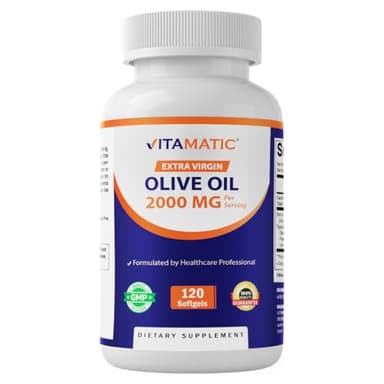 Vitamatic Extra Virgin Olive Oil 2000 mg Per Serving – 120 Softgels | Great Source of Omega 6 & 9