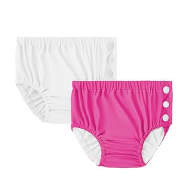 Durio Reusable Swim Diapers Washable Baby Swim Diaper Unisex Infant Toddler Swimming Diapers B White & Rose 3-6 Months