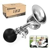 10L0L Golf Cart Retro Bugle Horn for Yamaha, EZGO, Club Car, Old Fashion Chrome Snail Air Bugle Horns for Golf Cart Boats Bicycles Motorcycles