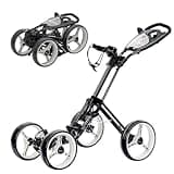 XDriveMax GC53 4 Wheel Golf Push Cart, One-Click Folding Golf Trolley Lightweight Golf Bag Pull Cart Caddy Cart for Golf Clubs and Golf Bag with Cup Holder Scorecard Holder/Storage Compartment
