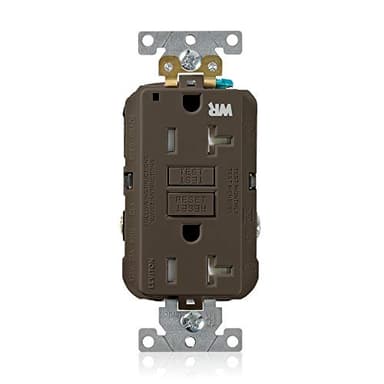 Leviton 20A-125V Extra-Heavy Duty Industrial Grade Weather/Tamper-Resistant Duplex Self-Test GFCI Receptacle, G5362-WT, Brown