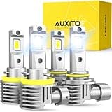 AUXITO 9005/HB3 H11/H8/H9 LED Bulbs Combo, 50000LM Bright 6500K Cool White, 120W Fanless Light Bulbs, Pack of 4