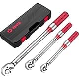 VANPO 1/4 3/8 1/2-inch Drive Click Torque Wrench, 3Pcs Torque Wrench Set 20-240 in.lb, 5-45 ft.lb, 20-160 ft.lb, Dual-Direction Adjustable 72-Tooth Torque Wrench for Bike, Moto, Car Maintenance
