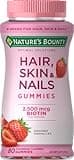 Nature's Bounty Optimal Solutions Hair, Skin & Nails Vitamin Gummies with Biotin, 2500 mcg, Strawberry, 80 Count, 40 Total Servings