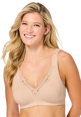 Catherines Women's Plus Size Cotton Comfort Wireless Bra - 42 DDD, Frappe